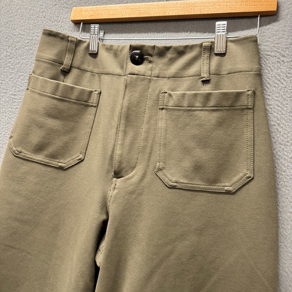 Maeve Colette Pants Womens 30 Olive Green Wide Leg Crop Anthropologie Ponte Knit - Picture 6 of 9